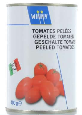 gepelde tomaten  winny 16 x  400g blik